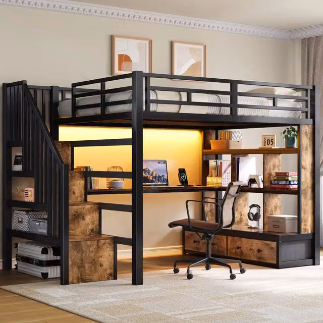 letto alto in mdf e metallo nero 140 x 200 cm