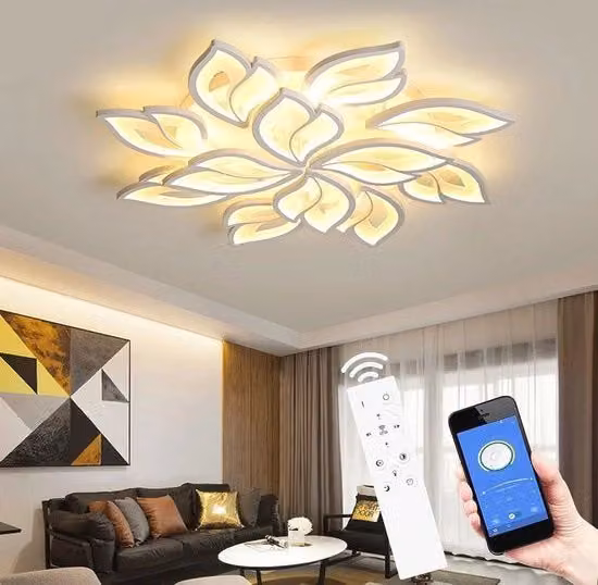 Lampada da soffitto LED senza riflessi con telecomando | Illuminazione da soffitto a colori per soggiorno e camera da letto