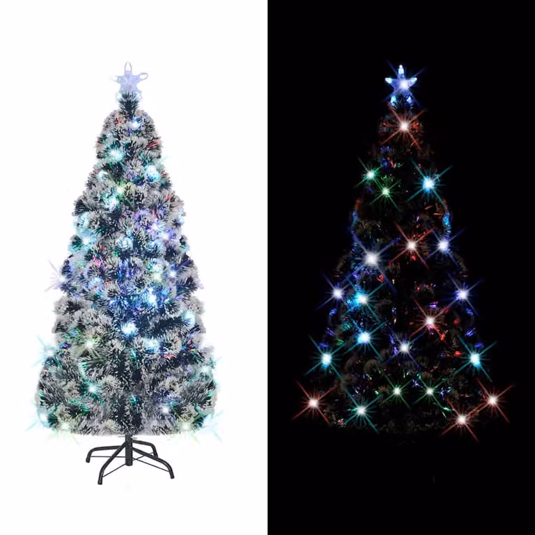 vidaXL Albero di Natale Preilluminato con Supporto e LED 150 cm Fibra Ottica