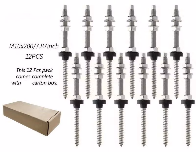 Set di bulloni per montaggio sospeso, acciaio inossidabile resistente, compatibile con pannelli solari, 12 set
