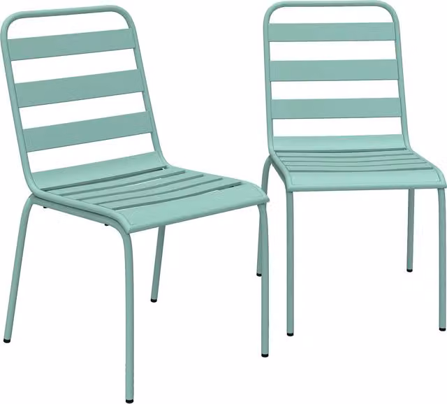 Set di 2 sedie da giardino impilabili Outsunny in metallo verde per terrazzo e balcone