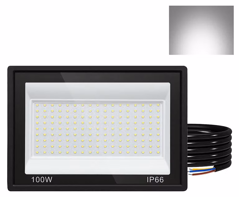 Izrielar, faretto LED da 100 W, 10 pezzi, proiettore da esterno, IP66, impermeabile, per campi sportivi e garage, 6000 K, bianco freddo, faretto da cantiere