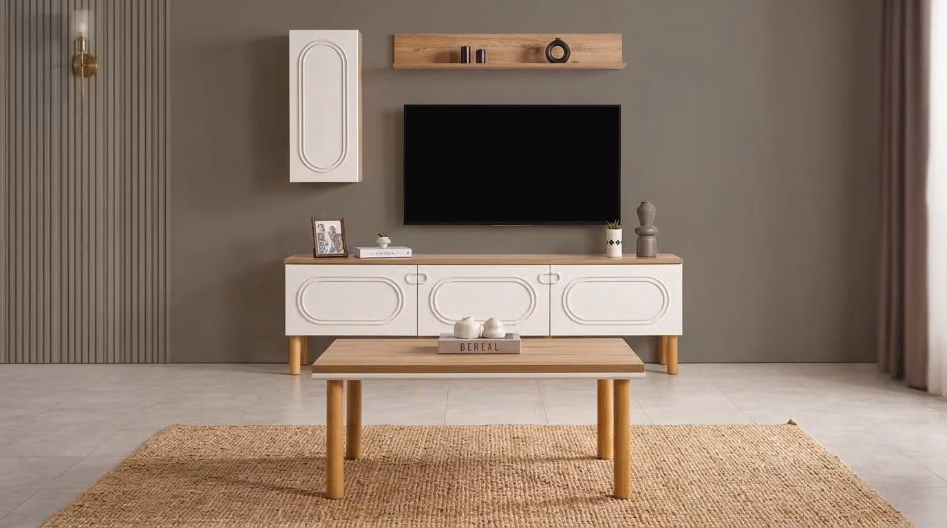 Mobile contenitore a parete, stile moderno, beige, nuovo