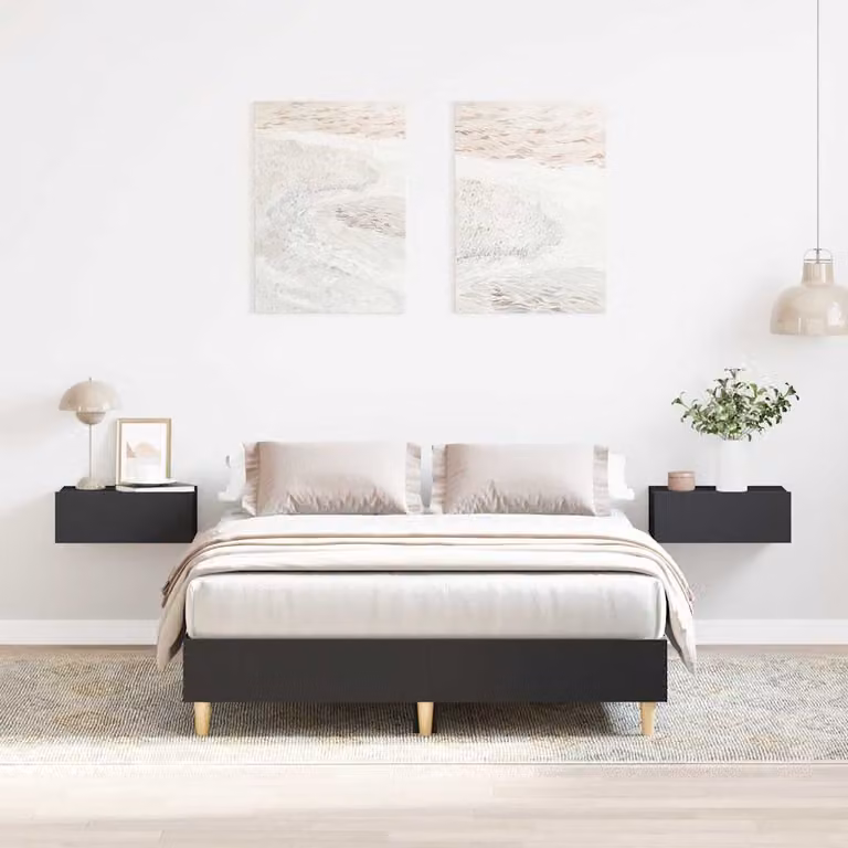 Giroletto vidaXL in legno con doghe fisse, colore nero, L/P/H: 120 x 200 x 25 cm