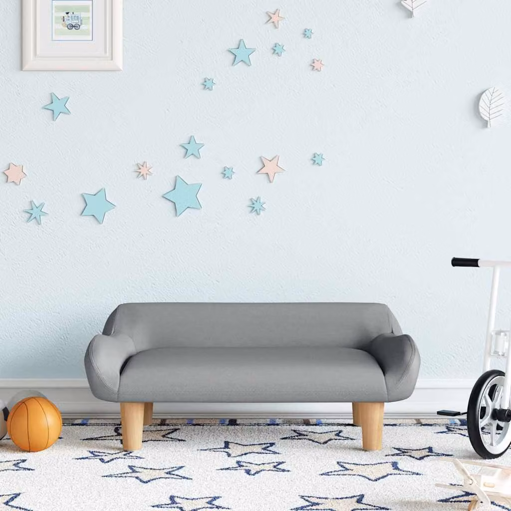 vidaXL Divano per bambini in tessuto grigio con struttura in legno e plastica L: 70 cm, P: 40 cm, H: 24 cm
