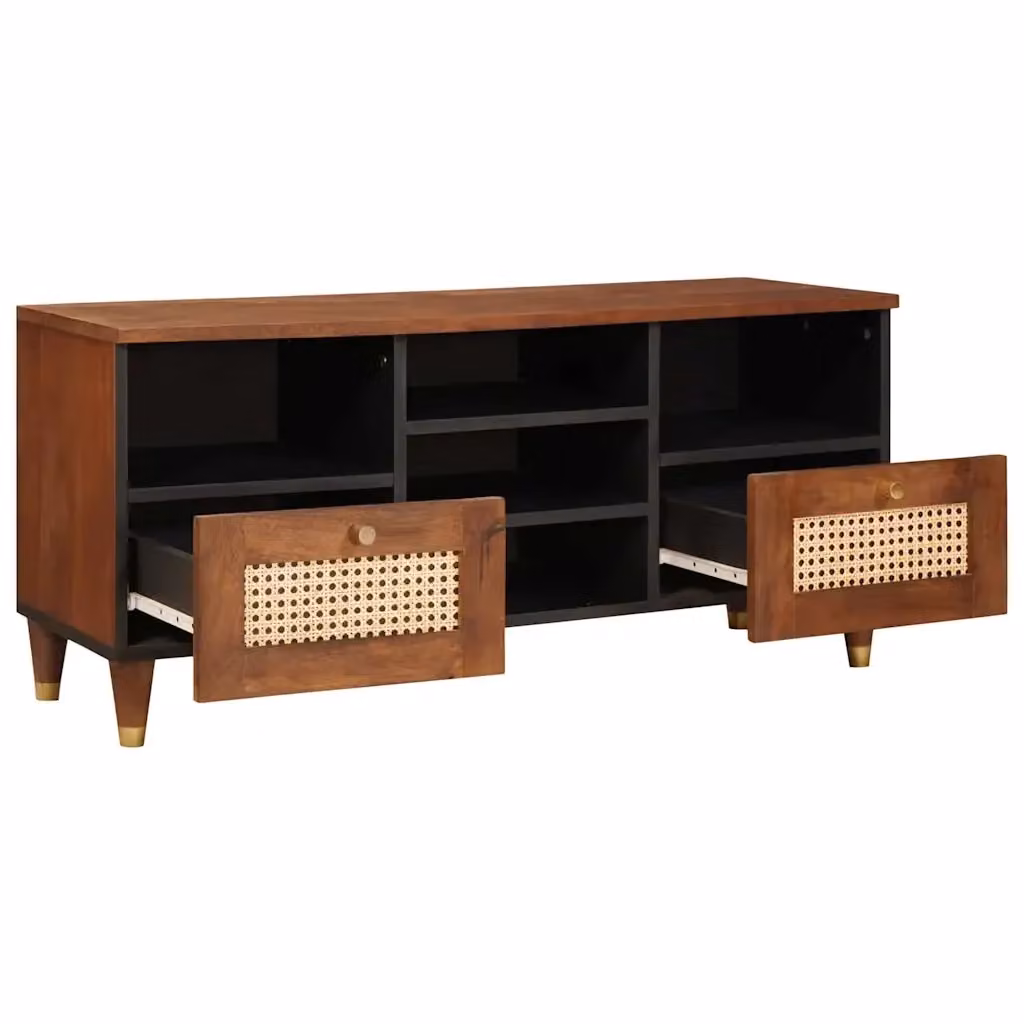 Mobile TV-Credenza moderno in legno di mango massello marrone L/P/H: 100 x 33,5 x 46 cm – 2