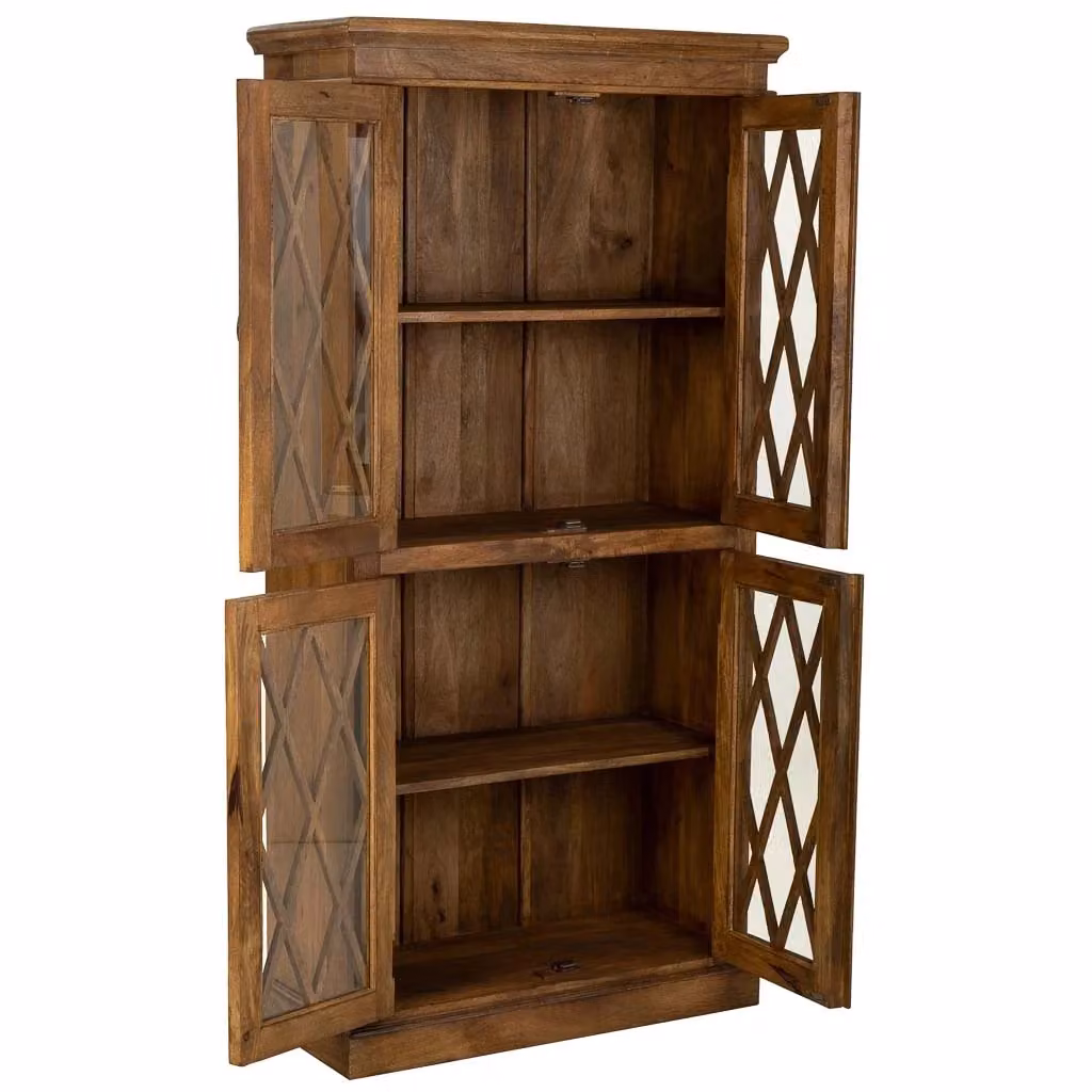 Vetrina WANDERLUST DECO in legno e vetro con 2 ante marrone L: 90 cm, P: 40 cm, H: 183 cm – 2