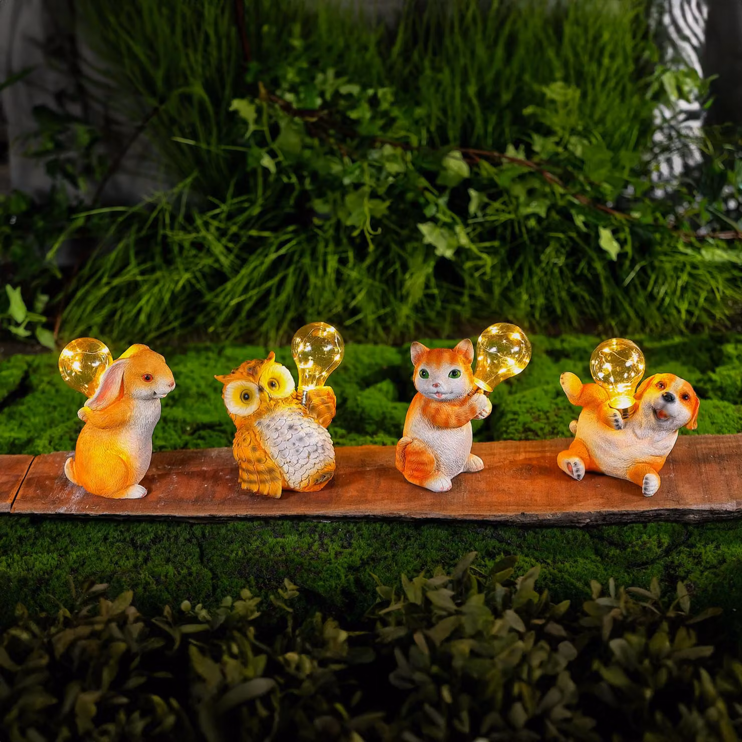 Figure di animali alimentate a energia solare – 4 modelli diversi – 5 LED bianco caldo – 15 cm, confezione singola [11418]