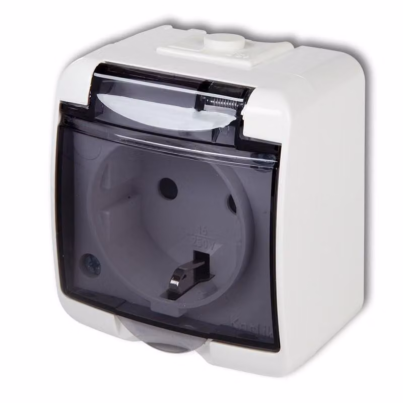 Presa singola con messa a terra SCHUKO 2P+Z (colore fumo; senza copertura) JUNIOR bianco