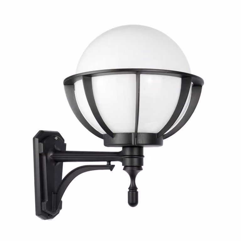Lampada da parete per esterni sfera bianca o fumé 25 cm 1xE27 nero IP43 SU-MA Kule K 3012/1/KPO 250 U