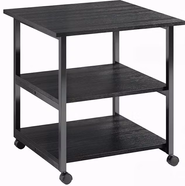Carrello Porta Stampante HOMCOM con 3 Ripiani e 4 Ruote, Nero, L 50 cm x P 50 cm x H 52.5 cm – 1