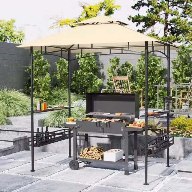 Gazebo per griglia REDOM in acciaio beige L: 240 cm, P: 150 cm, H: 257 cm