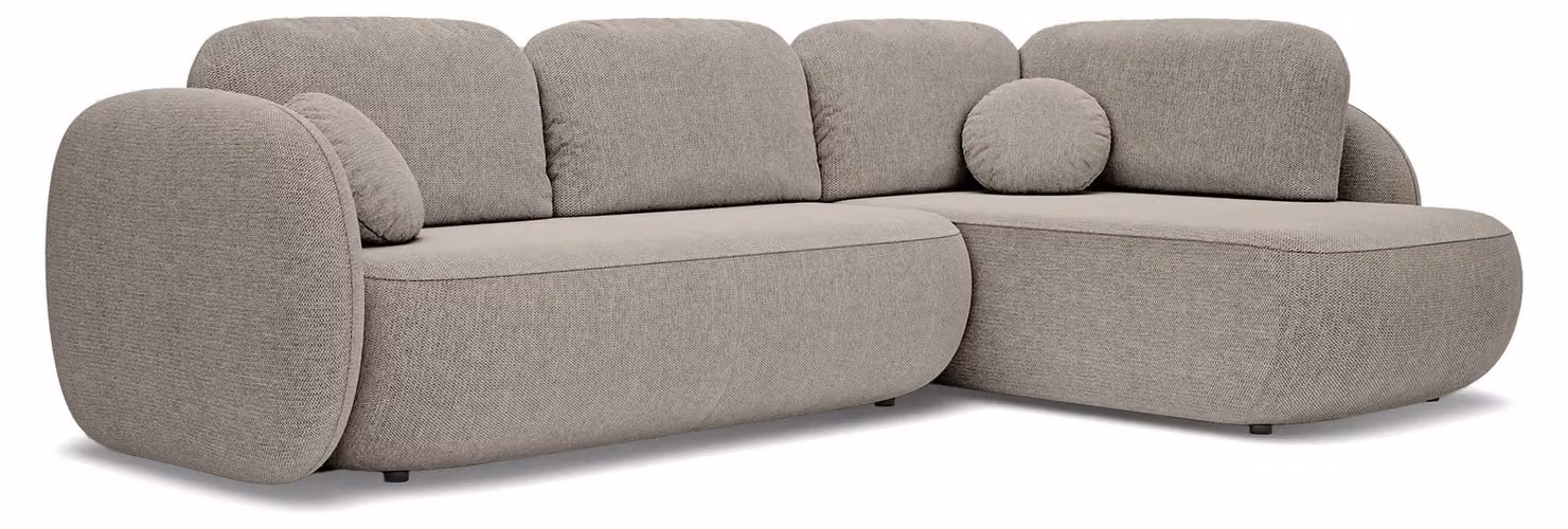 Divano angolare con funzione letto, modello Olemo, rivestito in tessuto "Steiniger Nebel"