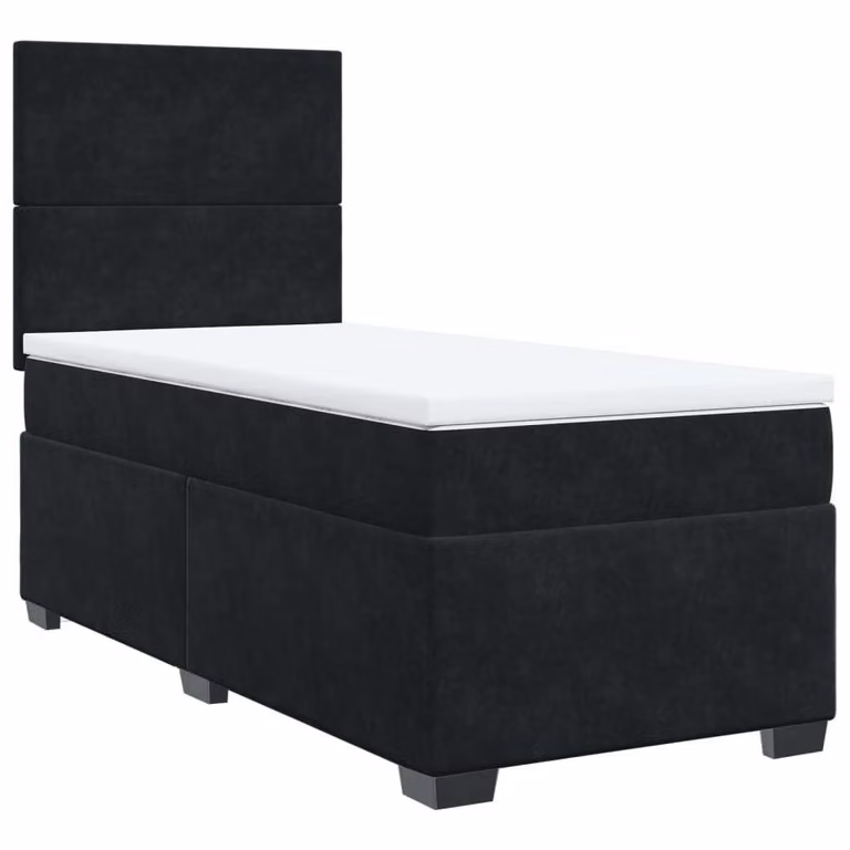 Giroletto a Molle con Materasso Nero 90x200 cm in Velluto