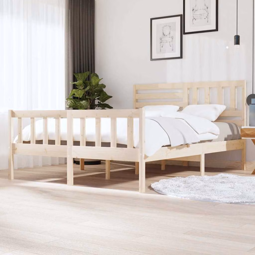 vidaXL Giroletto in Legno di Pino Massello Rustico L: 160 cm, P: 200 cm