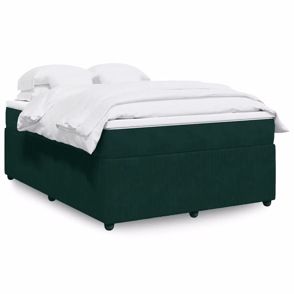 Giroletto a molle con materasso vidaXL in velluto verde scuro, L 160 cm x P 200 cm