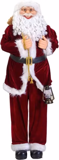 Babbo natale tessuto con lanterna rossocm47x23h150