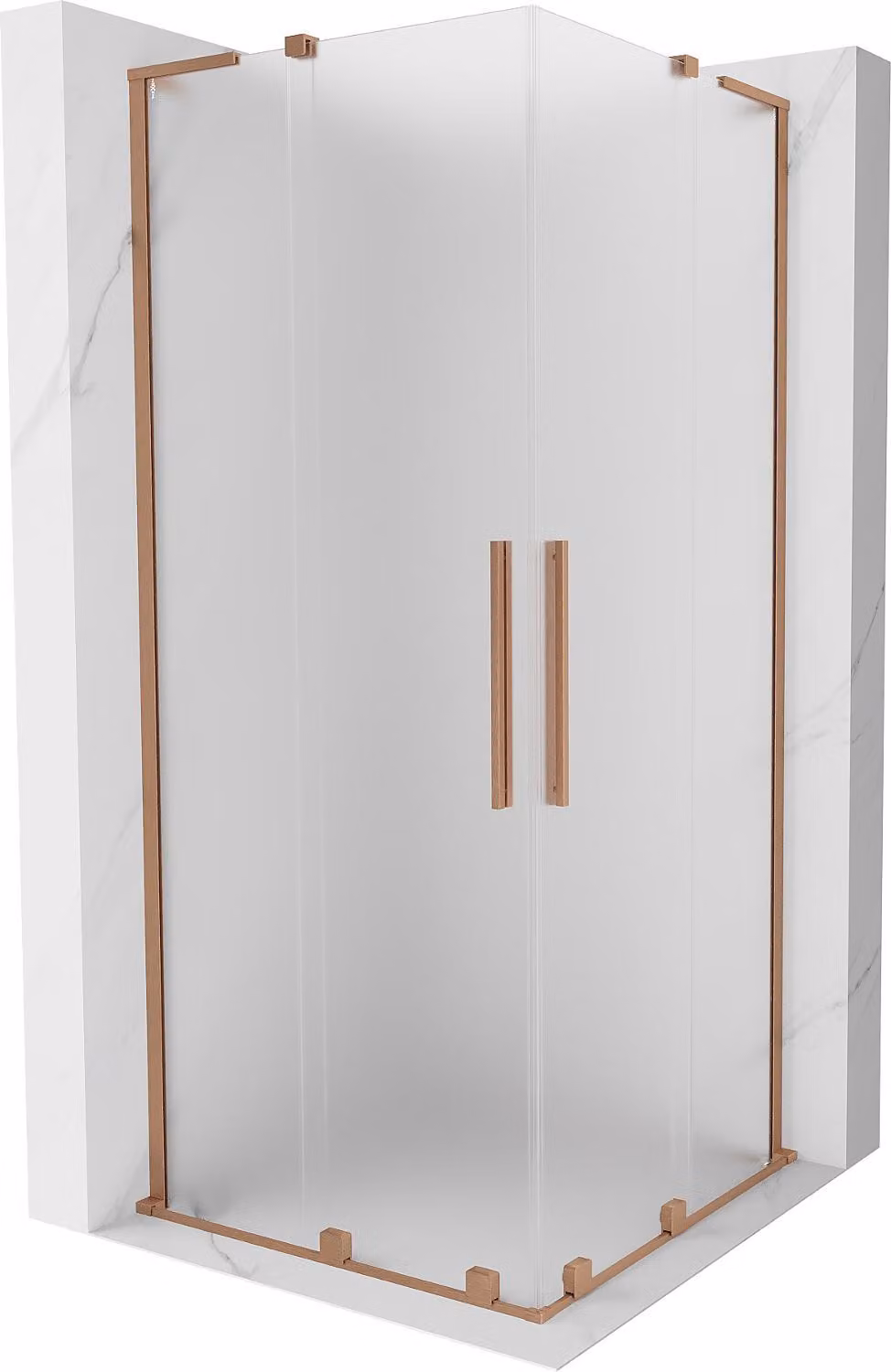 Mexen Velar L Duo cabina doccia scorrevole 90 x 90 cm, brina, rame spazzolato - 871-090-090-02-33-65