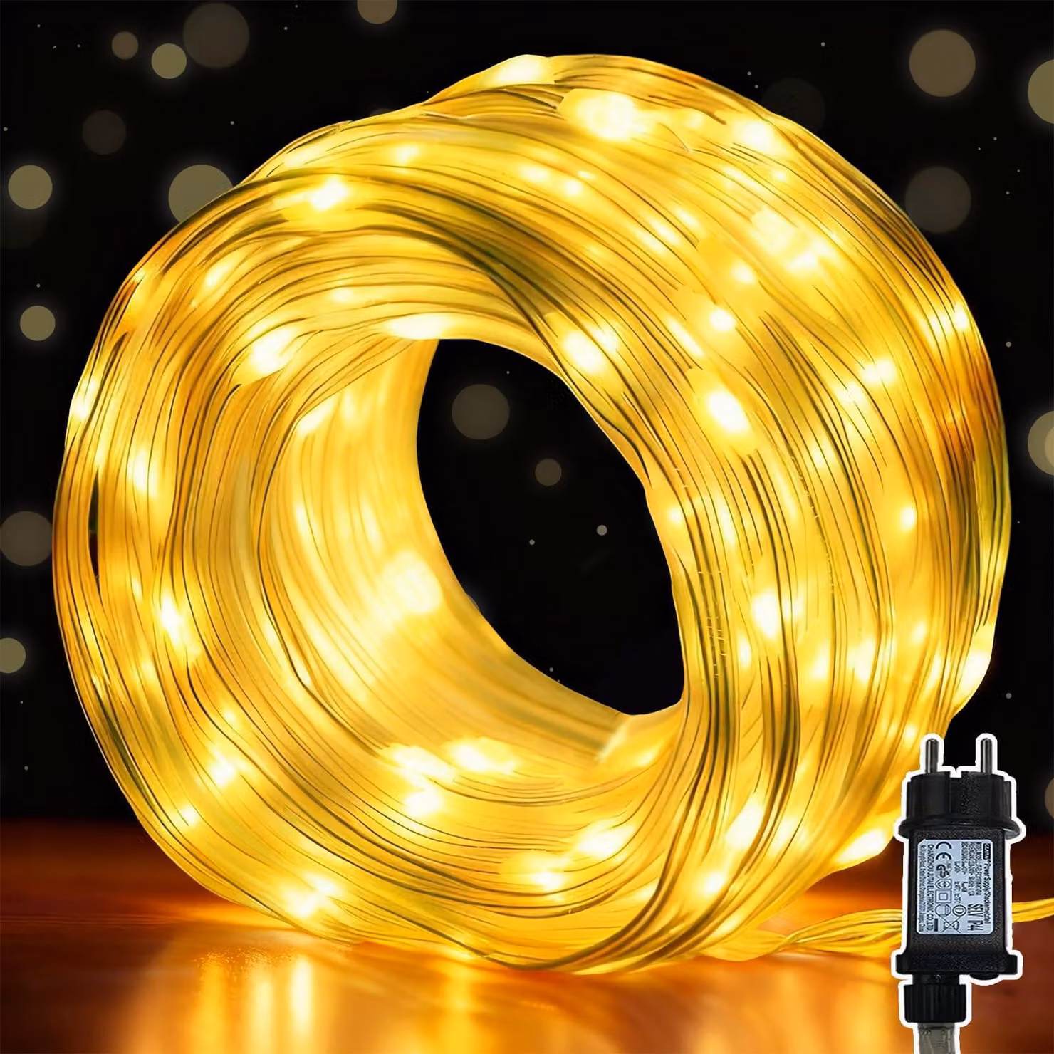Striscia luminosa a LED, 20 metri, 200 LED, 8 modalità, timer, 31 V, ideale per balconi