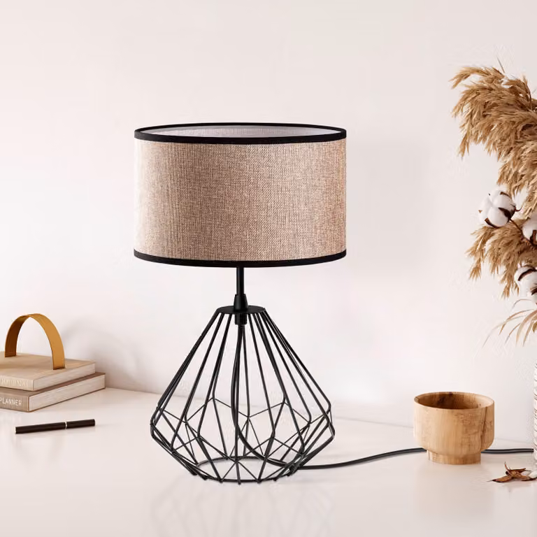 Opviq, Diamond - S-707, lampada da tavolo, nero, CORPO IN METALLO, 25 x 25 x 43 cm