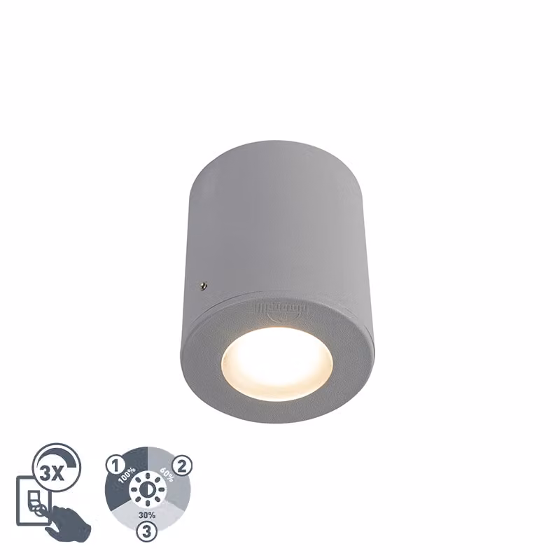 QAZQA - Faretto moderno da superficie I Faretto I Faretto da soffitto I Faretto da soffitto I Faretto da esterno I Faretto I Lampada I Apparecchio esterno grigio IP55 incl. GU10 - Franca Dimmer I Dimmerabile I Esterno