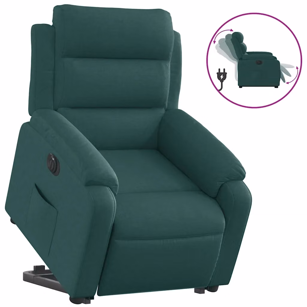 Poltrona Alzapersona Reclinabile Elettrica vidaXL Verde con Braccioli e Rivestimento in Tessuto – 2