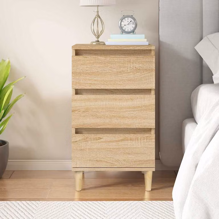 Comodino vidaXL in Legno Multistrato e MDF, Rovere Sonoma, Marrone e Beige, L 40 cm x P 35 cm x H 70 cm
