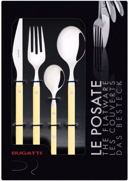 ALLEGRA, Posate Set 24 Pz, Scatola Finestra, Casa Bugatti Colore: Giallo Vellutato