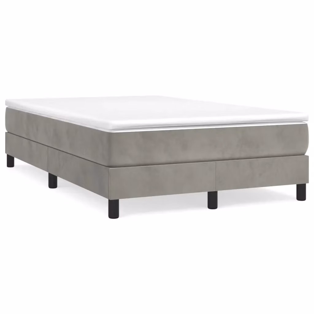 Letto Ibrido vidaXL con Giroletto a Molle e Materasso in Velluto Grigio e Bianco L/P/H: 120 x 200 x 25 cm – 2