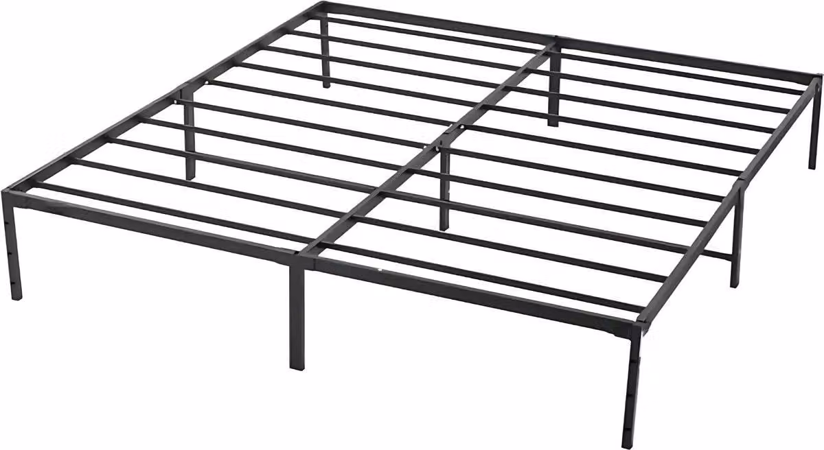 Letto a piattaforma in acciaio nero con rete a doghe - Portata 680 kg - Con spazio di archiviazione sotto il letto