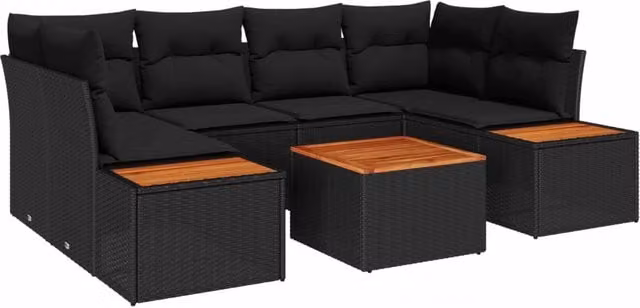 Set Divano da Giardino 6 pz Nero Poly Rattan 3348034