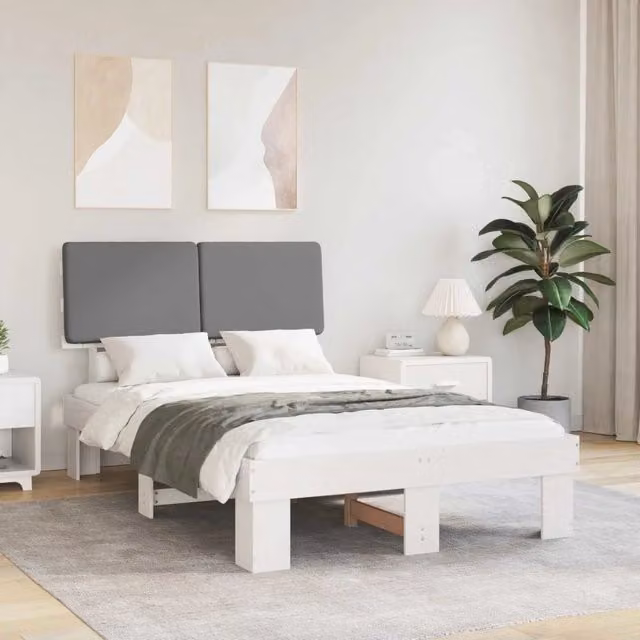 Letto con Testiera Rivestita Grigio Chiaro 120 x 200 cm 877493