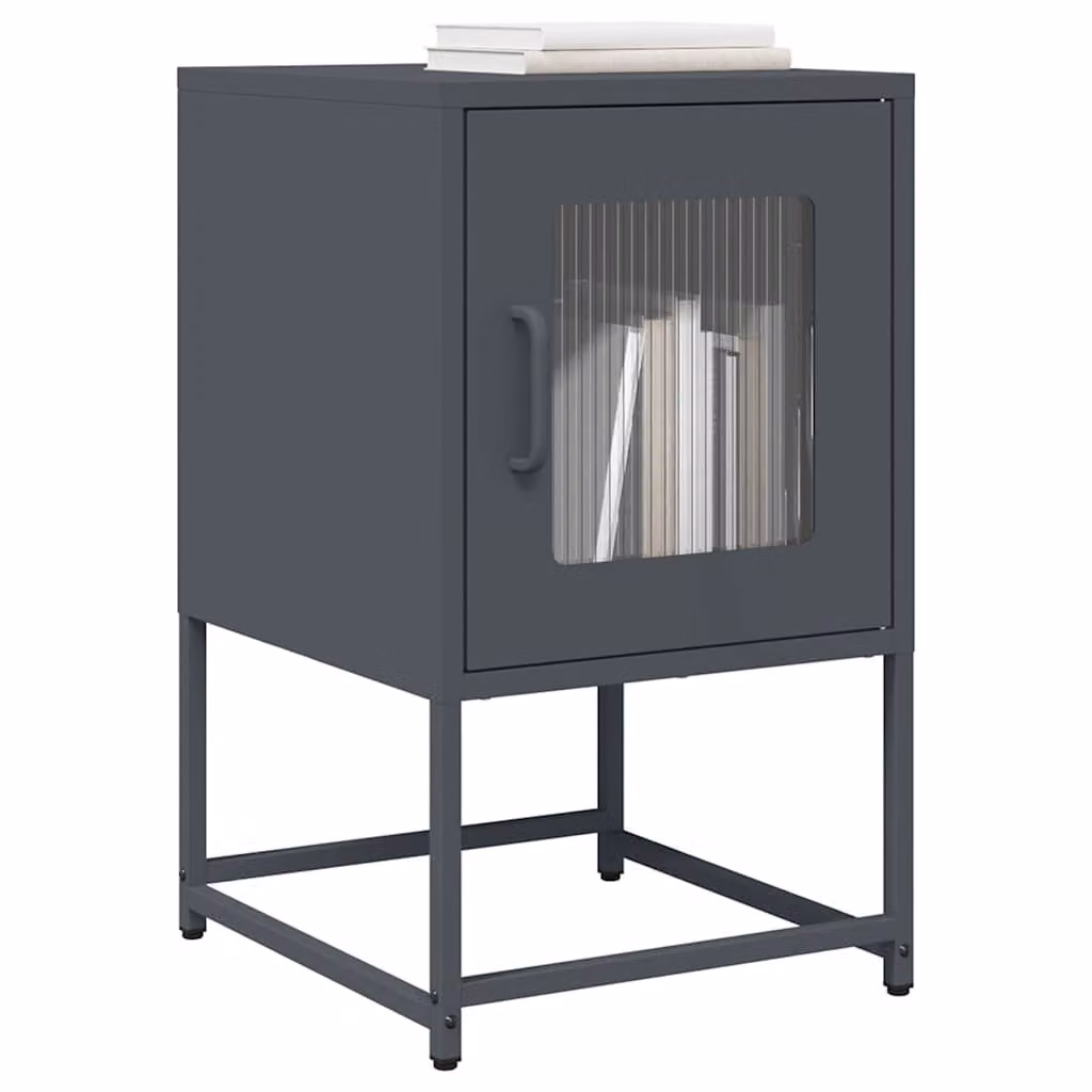 Comodino vidaXL in metallo antracite opaco, moderno e da appendere al muro, L 36 cm x P 39 cm x H 60,5 cm