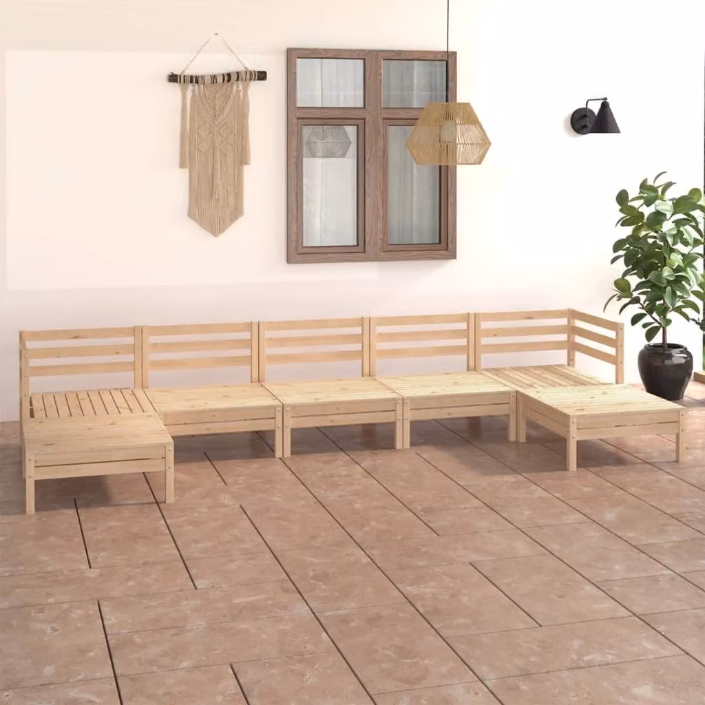 The Living Store Set da giardino in pino massiccio da 7 pezzi