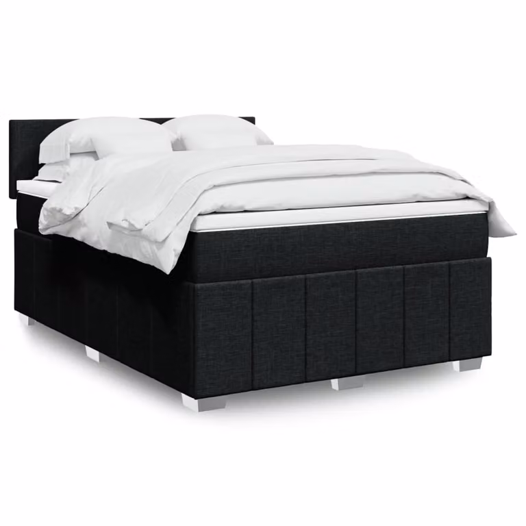 vidaXL Giroletto a Molle Ibrido con Materasso in Tessuto Nero L/P/H: 160 x 200 x 76,5 cm