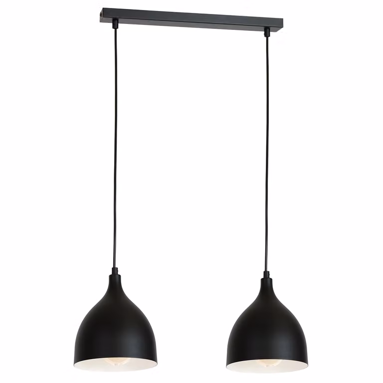 Lampada a sospensione nera a 2 paralumi 52cm Noak classic 2xE27 15W Luminex