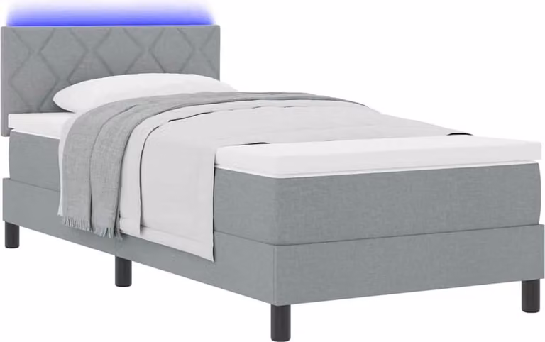 Letto a molle con materasso Grigio chiaro 90 x 200 cm Tessuto