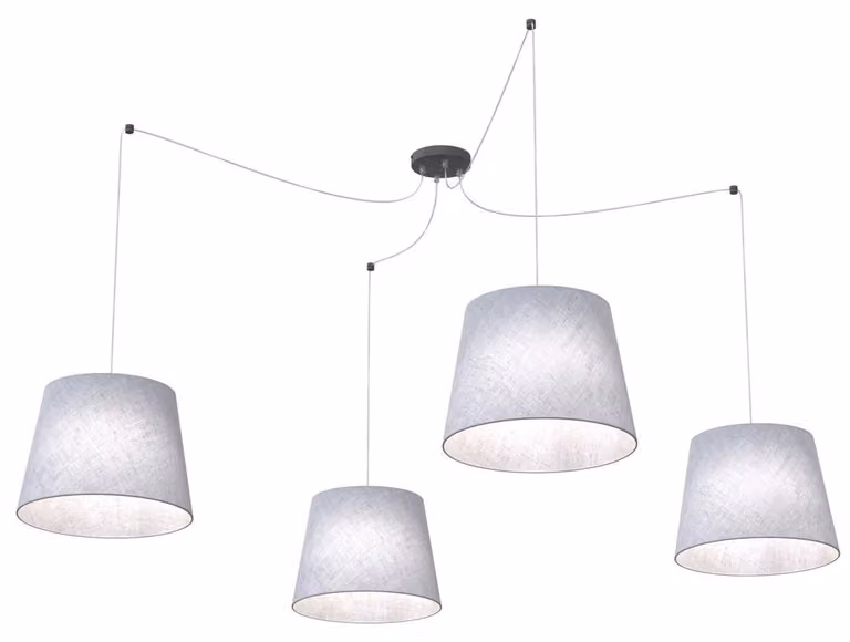 Lampada a sospensione ASCOT grigio-nera 4xE27x20W in tessuto, dimensioni: 200x200x200 cm, IP20, Emibig