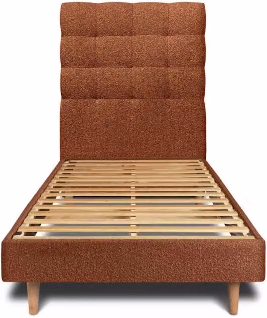 Letto 90x190 cm con testata imbottita - tessuto bouclé