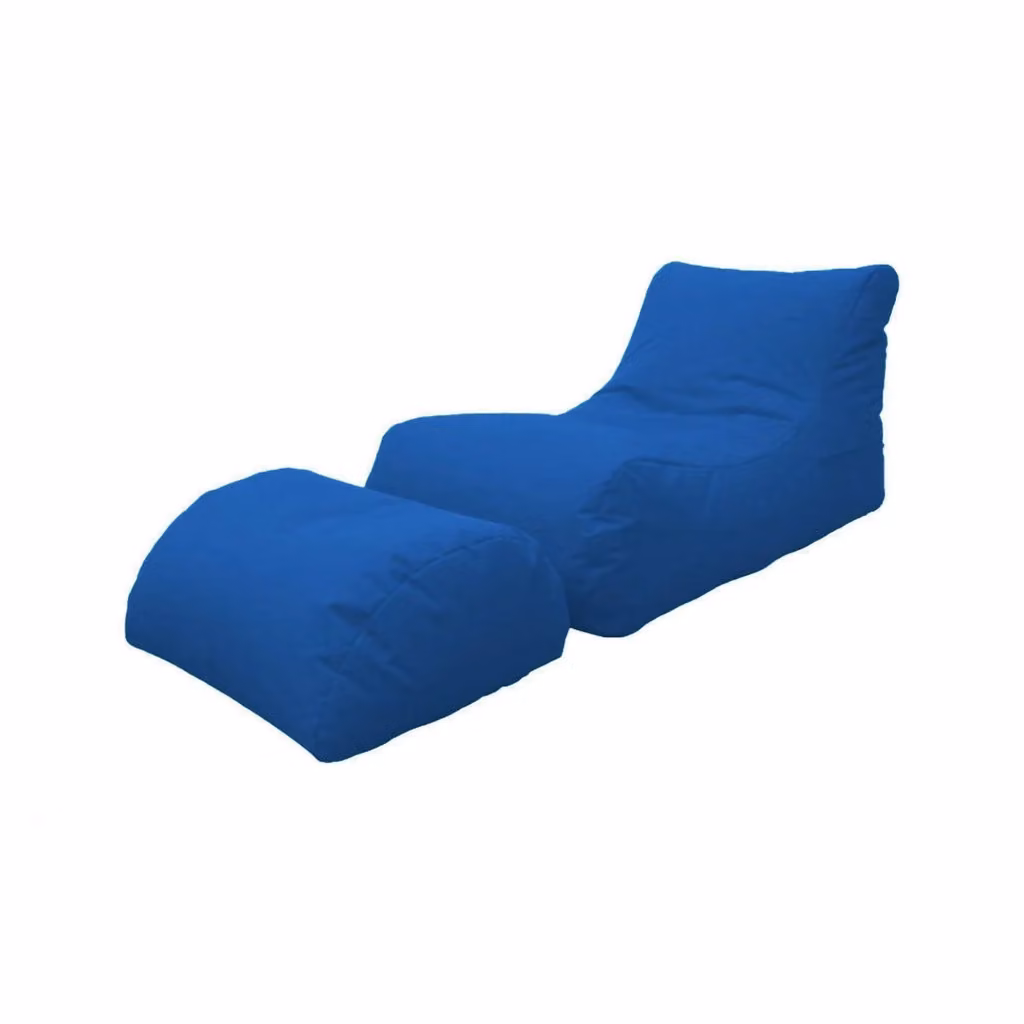 Chaise Longue moderna Alton di Talamo Italia con poggiapiedi e pouf imbottito, colore Blu, L: 120 cm, P: 80 cm, H: 60 cm – 2