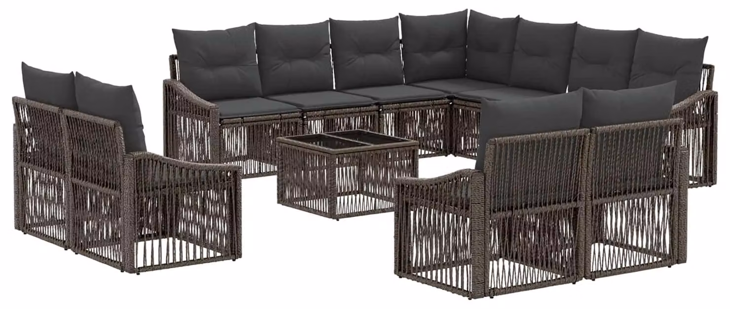 Set Divano da Giardino 12 pcs Grigio polyrattan