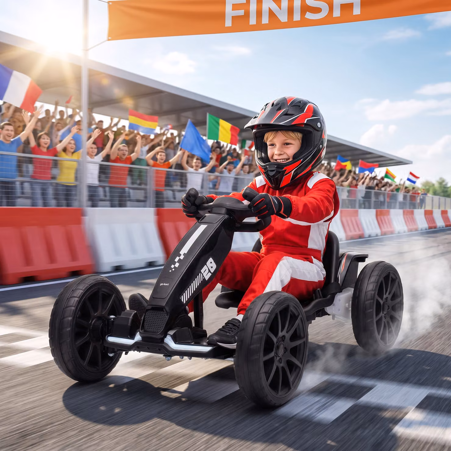 Go-Kart Elettrico per Bambini AIYAPLAY con Doppio Motore 12V e Altezza Regolabile, Nero – 2