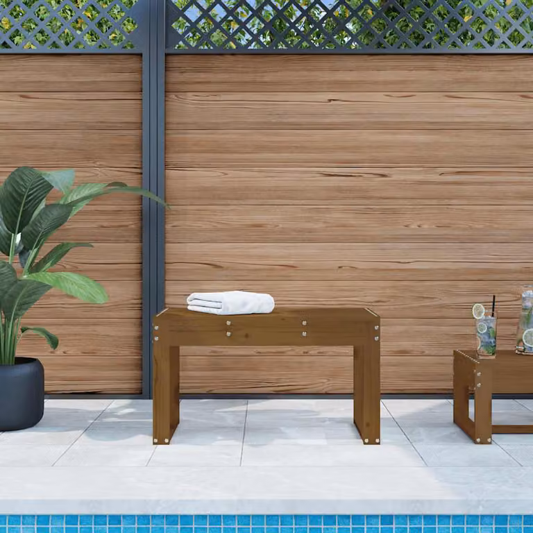 vidaXL Panca da Giardino in Legno di Pino Marrone Stile Rustico L: 80 cm, P: 38 cm, H: 45 cm
