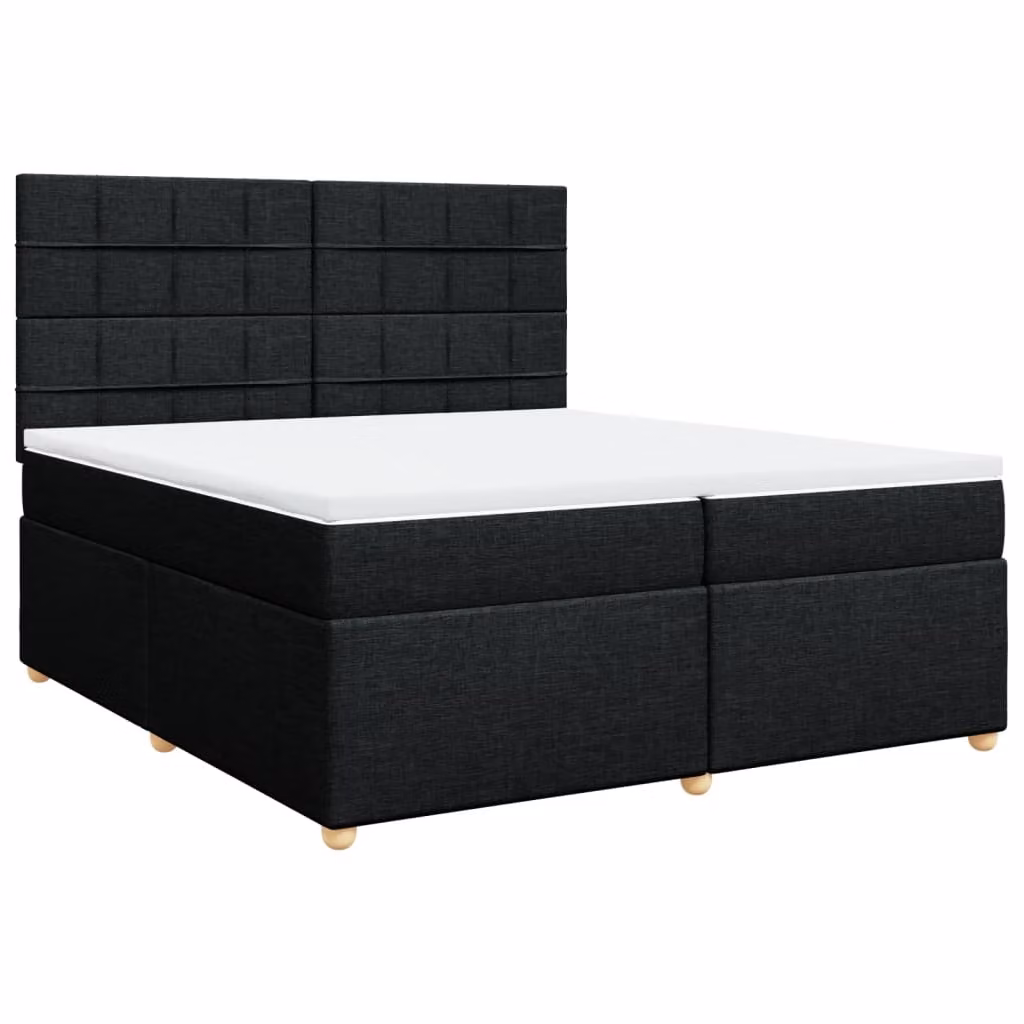 Giroletto a Molle con Materasso Nero 200x200 cm in Tessuto