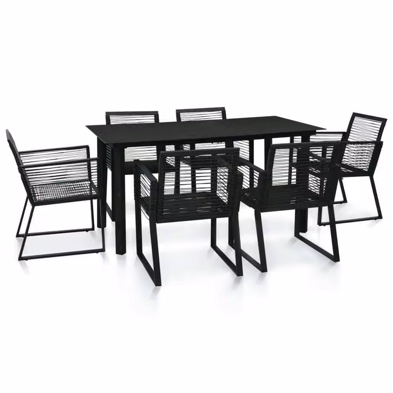 Maison Exclusive - Set da pranzo da giardino da 7 pezzi in rattan PVC nero
