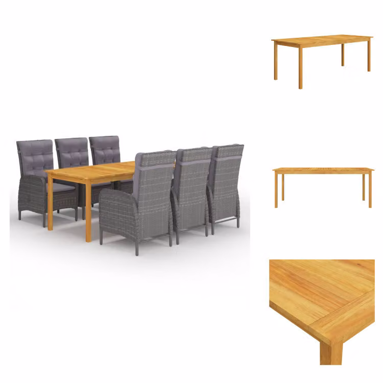 vidaXL set da pranzo da giardino 7 pezzi grigio - Set di mobili da giardino