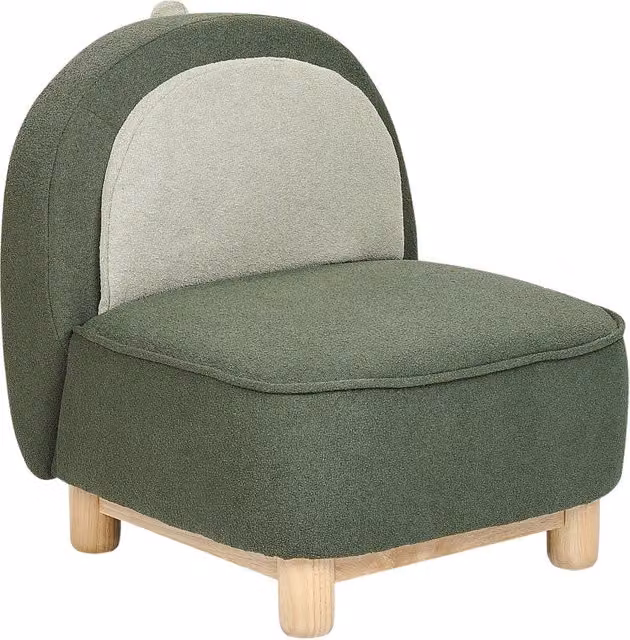 Sedia per animali tessuto in poliestere verde scuro Sedile senza braccioli per cameretta per bambini Design moderno Dinosauro