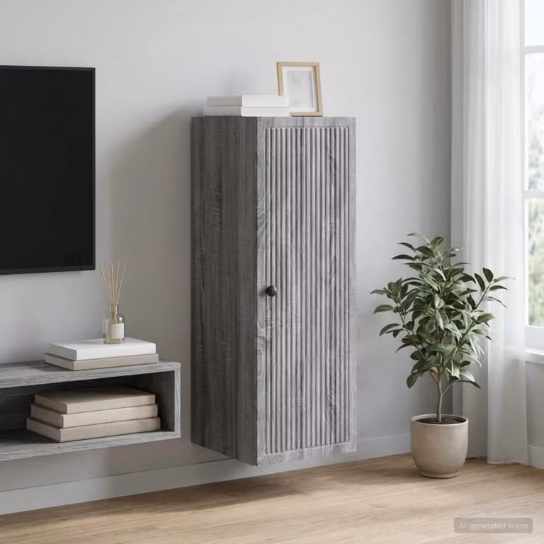 Mobiletto a muro vidaXL in stile vintage grigio opaco, L: 33 cm, P: 34,5 cm, H: 90 cm