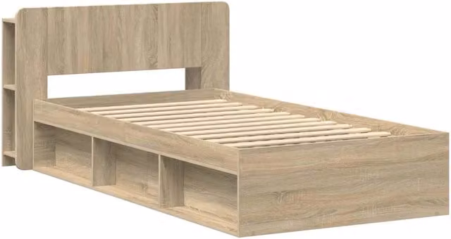 Letto singolo | Letto per adulti | Telaio del letto con storage Rovere Sonoma 80 x 200 cm