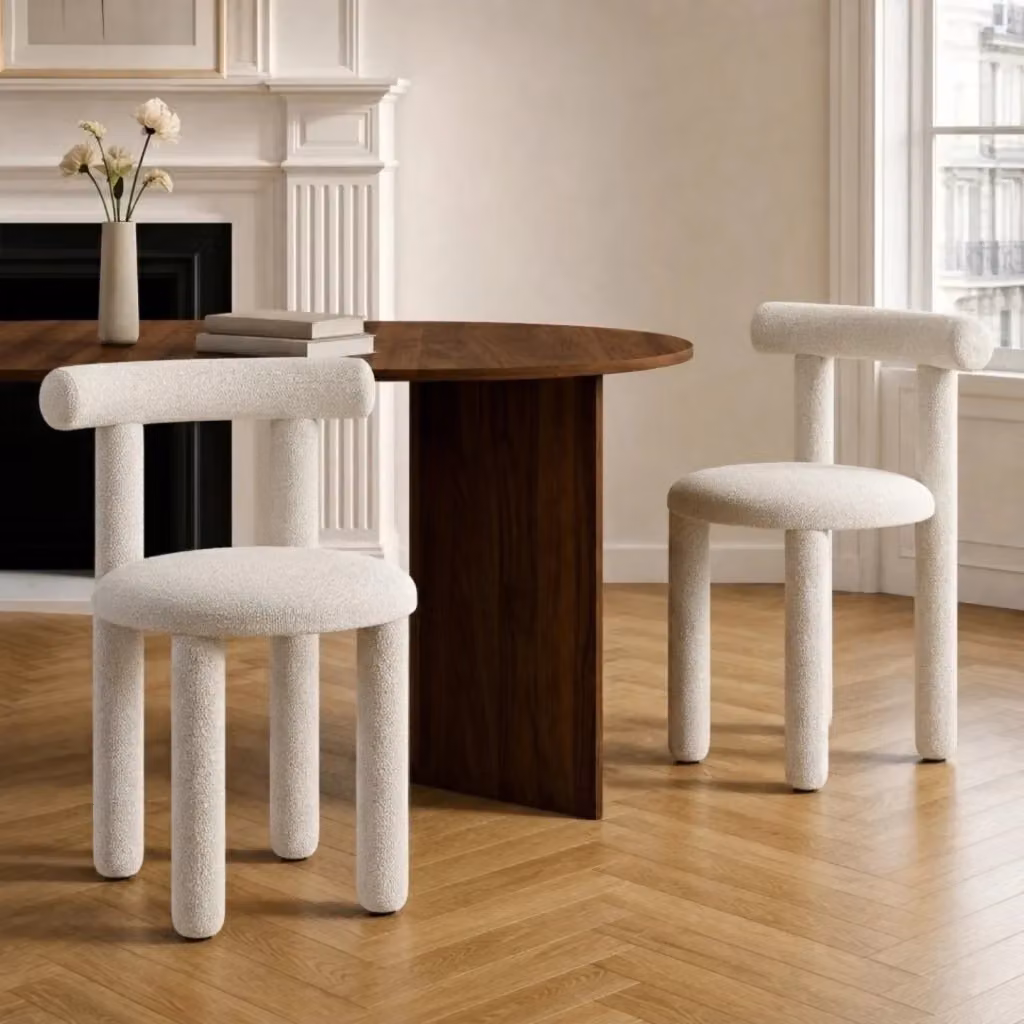 Set di 2 sedie RIME IDMarket in tessuto bouclé color beige – 2